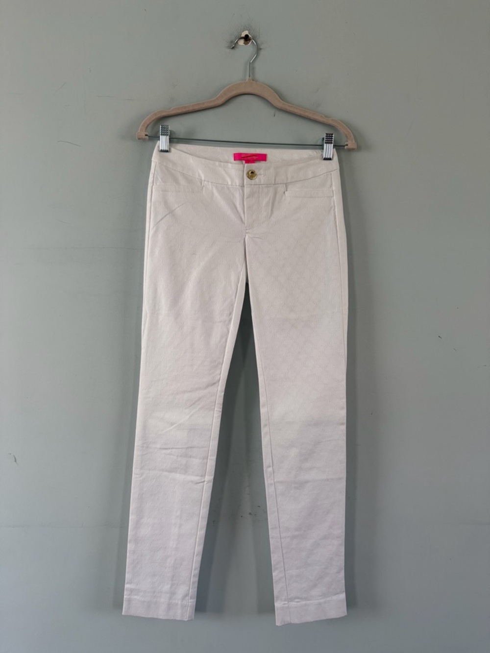 NWT Lilly Pulitzer Kelly Textured Resort White 29” Skinny Ankle Pants - Picture 3 of 7
